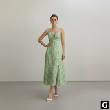 Vestido Feminino Midi Floral Green Blossom