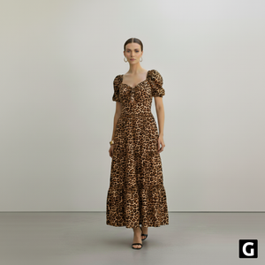 Vestido Feminino Midi Animal Print Savage Elegance