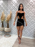 Vestido Feminino Velvet Glam Crystal