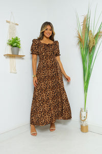 Vestido Feminino Midi Animal Print Savage Elegance