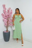Vestido Feminino Midi Floral Green Blossom